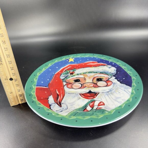 2006 Hobby Lobby Ceramic Round Dish Plate Set 4 Santa Claus Holiday Christmas - Picture 6 of 16